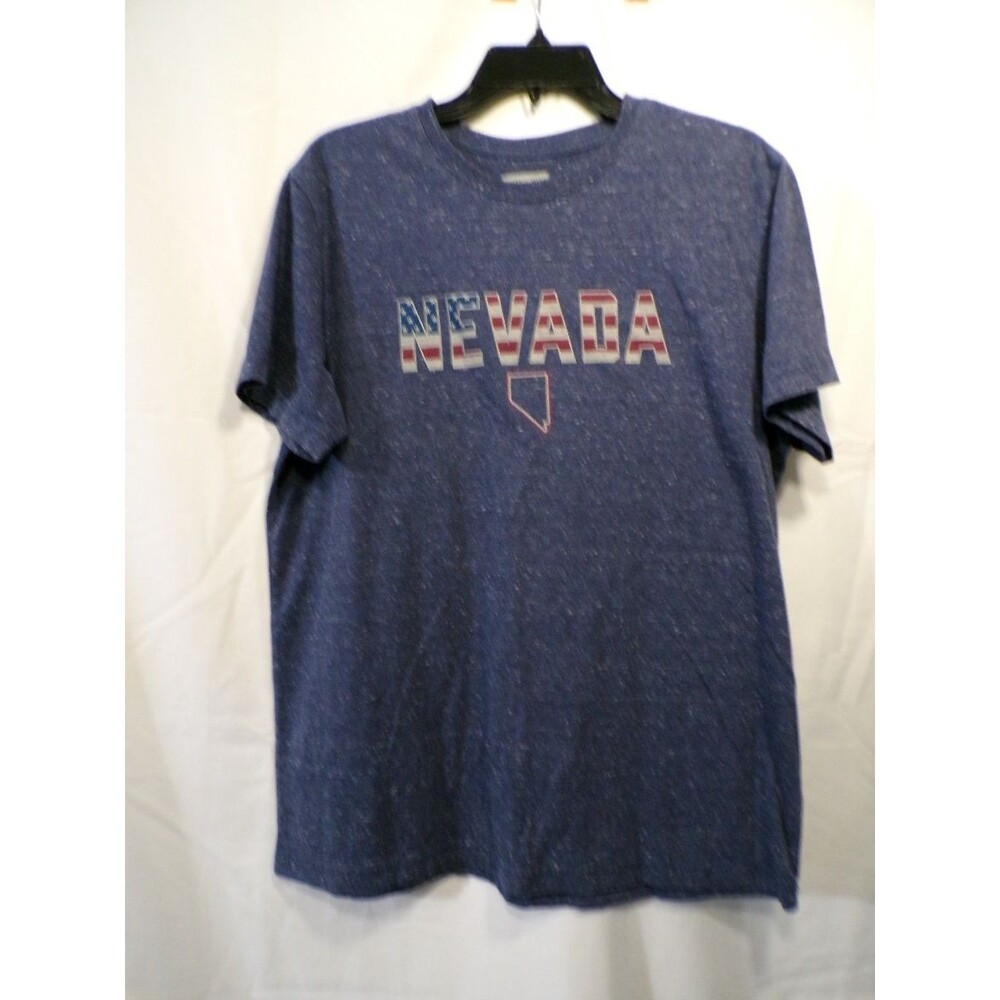 State of Mine Men's Large Nevada Graphic T Shirt Blue Heather Crew Neck